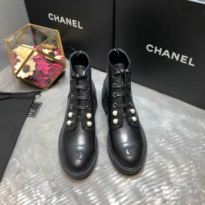 Chanel Calfskin Ankle Boots Black C10055