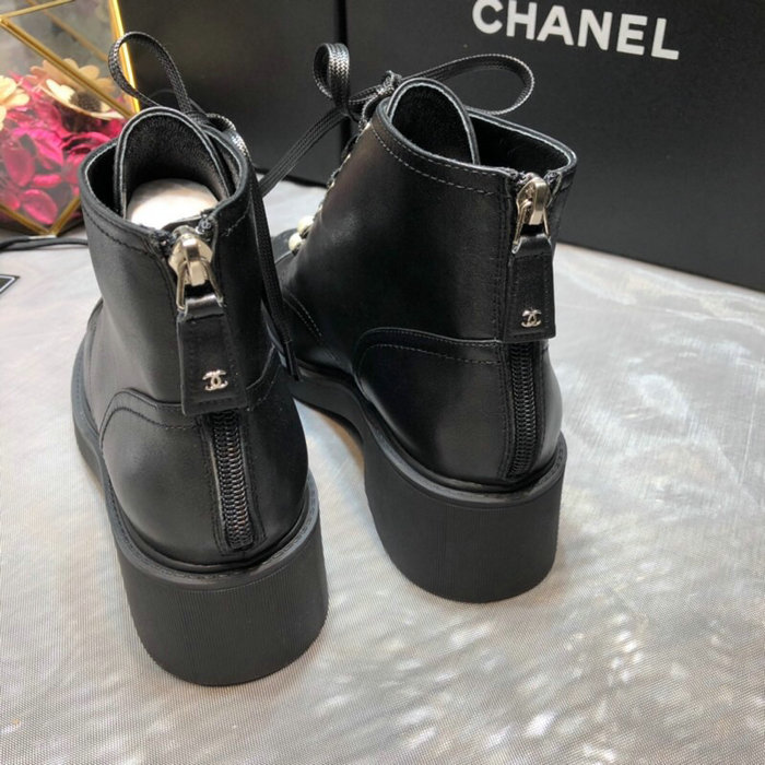 Chanel Calfskin Ankle Boots Black C10055