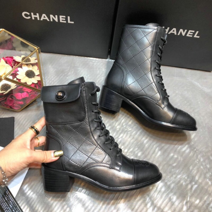 Chanel Calfskin Ankle Boots Black C10056