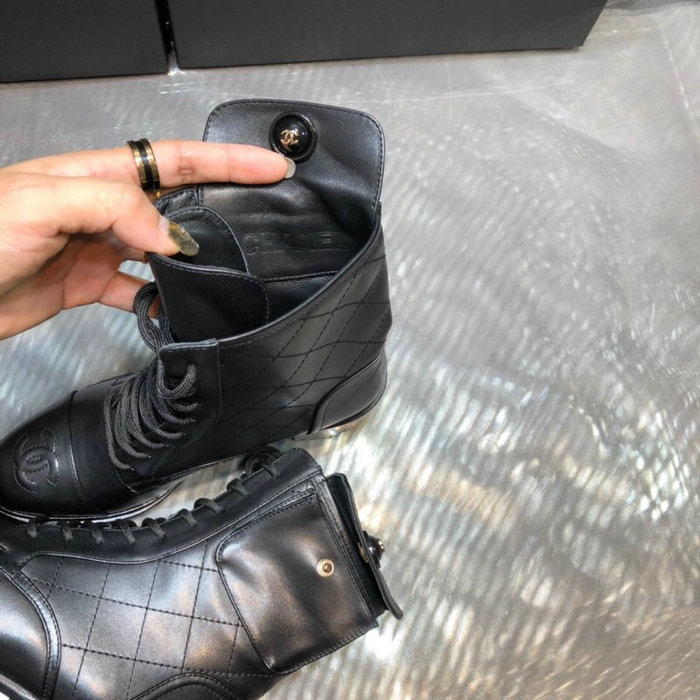 Chanel Calfskin Ankle Boots Black C10056