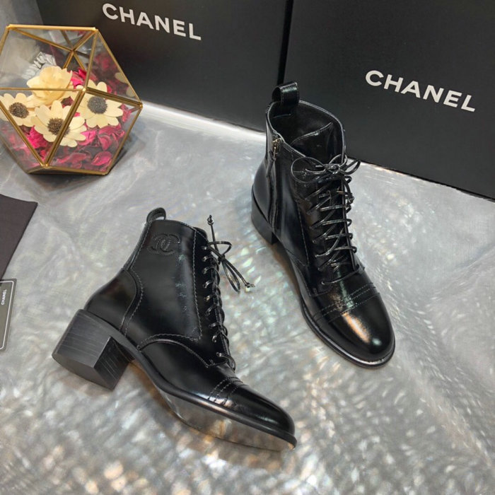 Chanel Calfskin Boots Shiny Black C10054