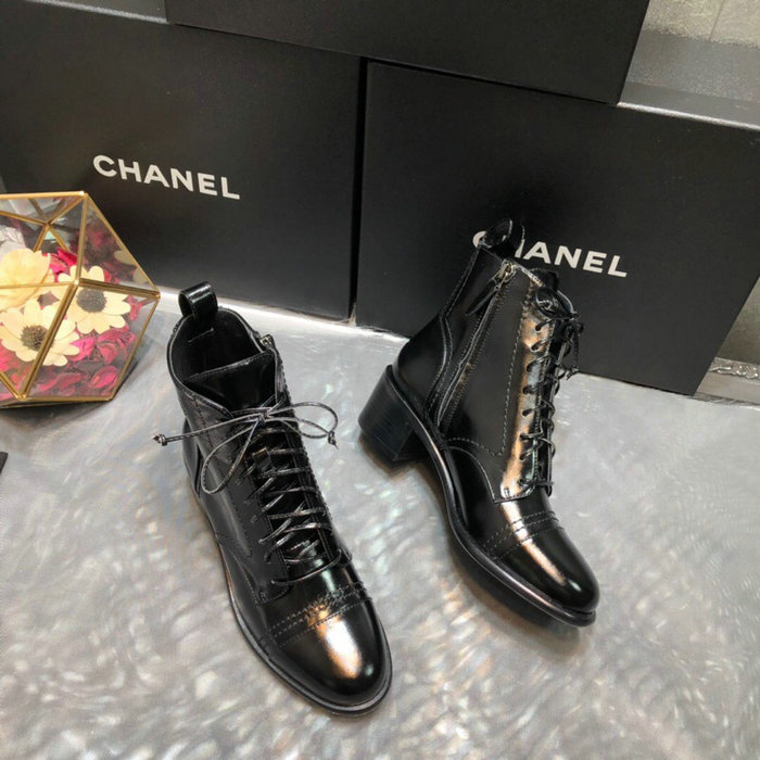 Chanel Calfskin Boots Shiny Black C10054