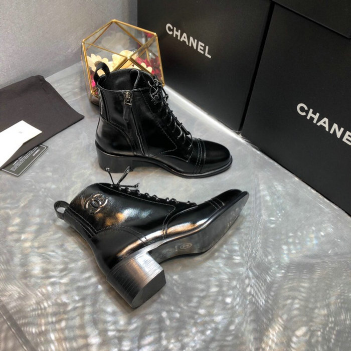 Chanel Calfskin Boots Shiny Black C10054