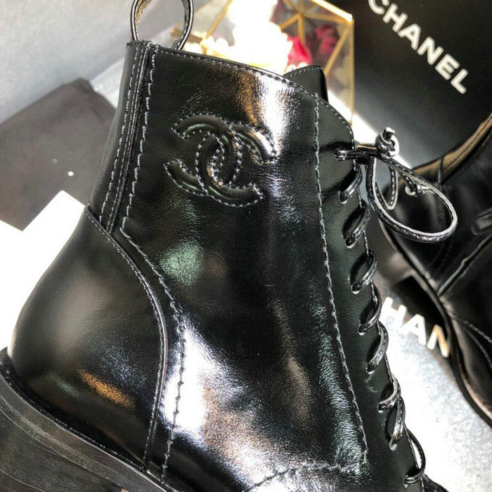 Chanel Calfskin Boots Shiny Black C10054