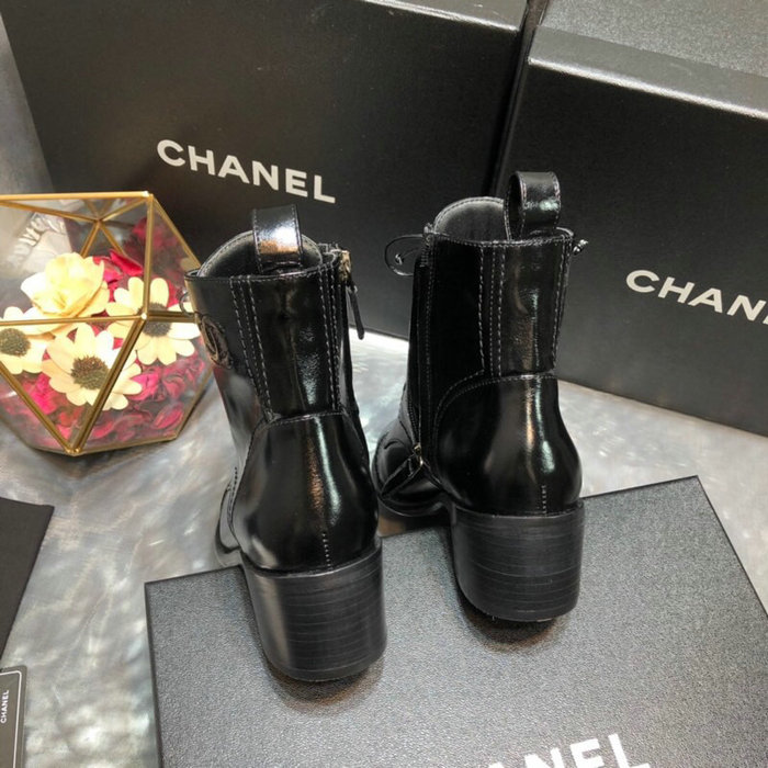 Chanel Calfskin Boots Shiny Black C10054