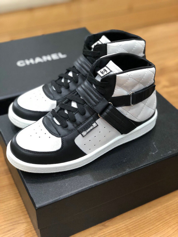 Chanel Calfskin Sneaker Black and Silver C10051