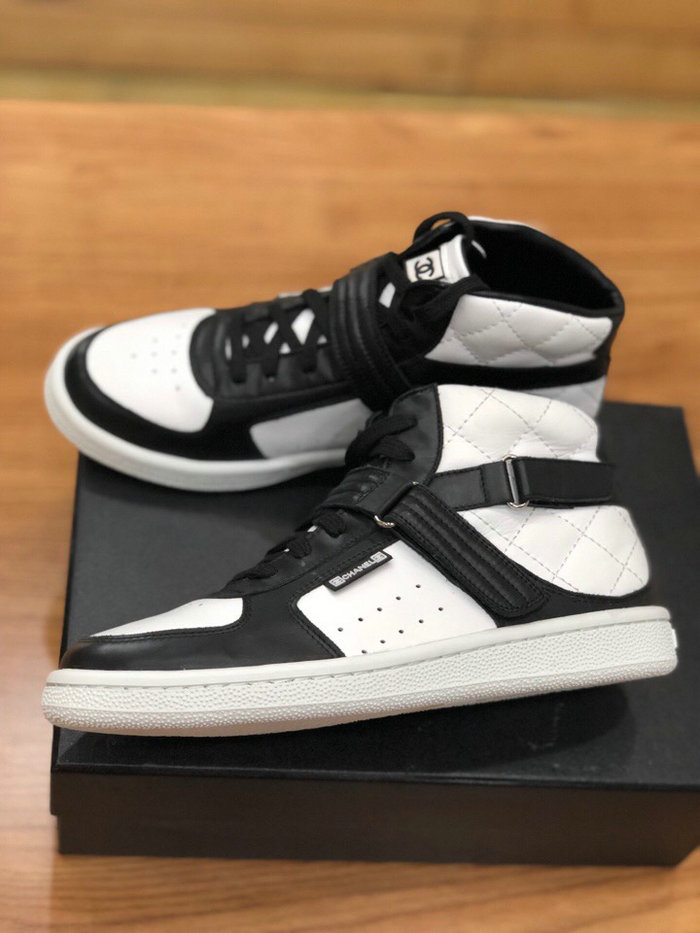 Chanel Calfskin Sneaker Black and White C10051