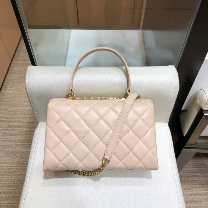 Chanel Lambskin Flap Bag with Top Handle Beige A10014