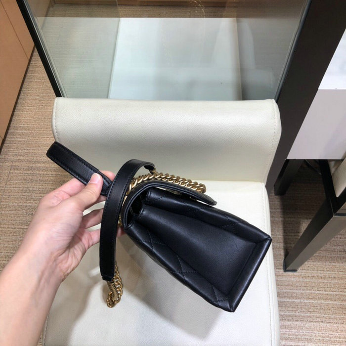 Chanel Lambskin Flap Bag with Top Handle Black A10014