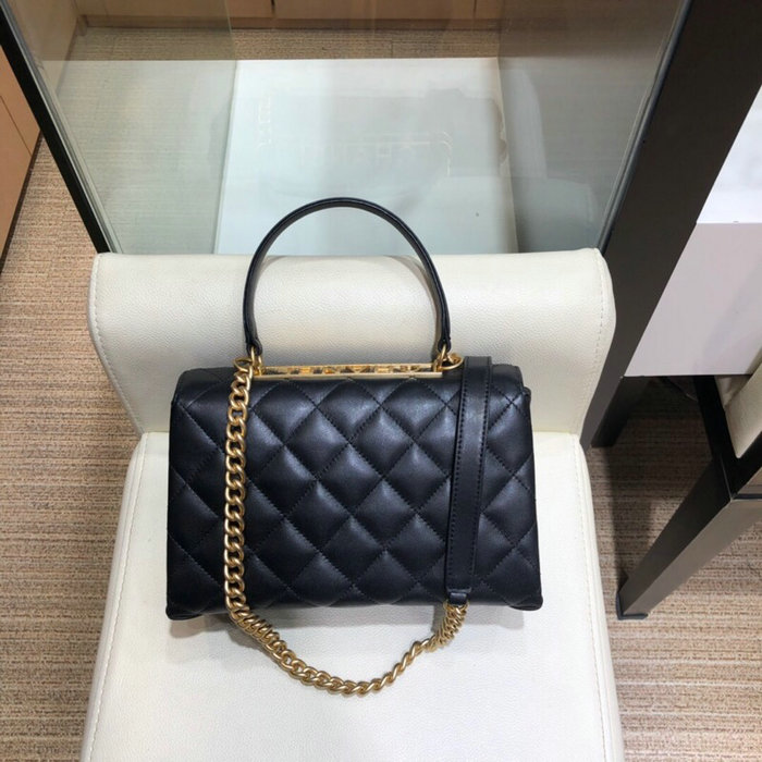 Chanel Lambskin Flap Bag with Top Handle Black A10014