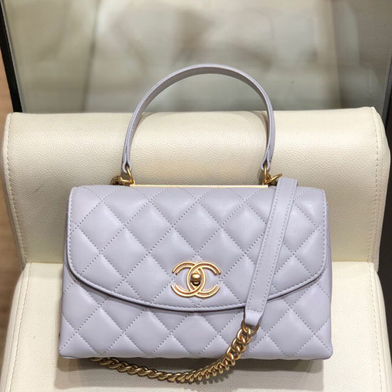 Chanel Lambskin Flap Bag with Top Handle Light Blue A10014