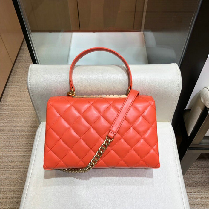 Chanel Lambskin Flap Bag with Top Handle Red A10014