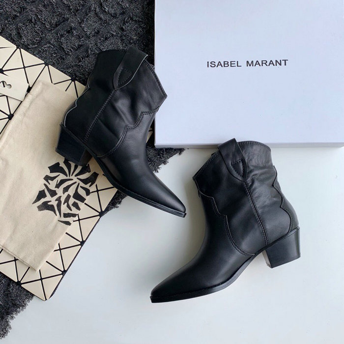 Isabel Marant Calfskin Ankle Boots Black S10051