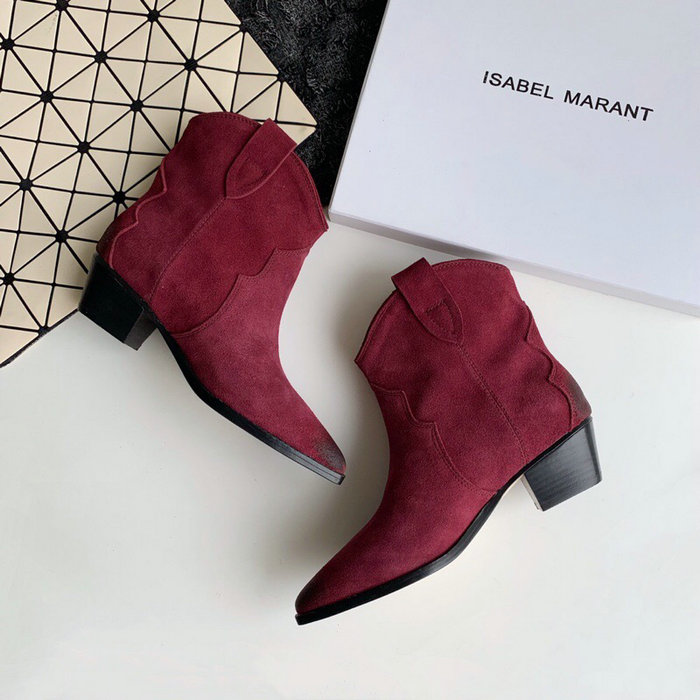 Isabel Marant Suede Ankle Boots Red S10051
