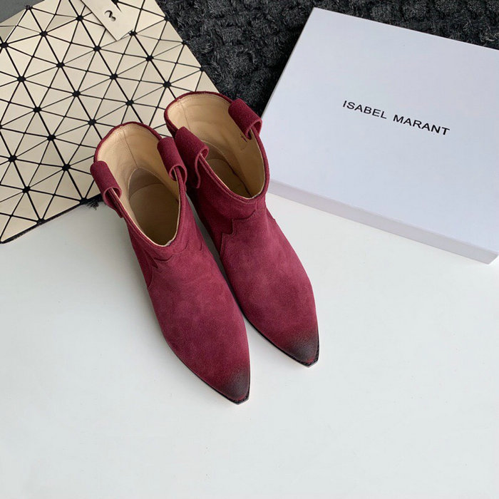 Isabel Marant Suede Ankle Boots Red S10051