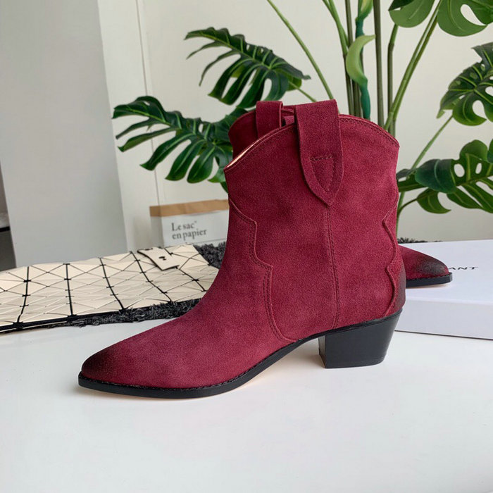 Isabel Marant Suede Ankle Boots Red S10051