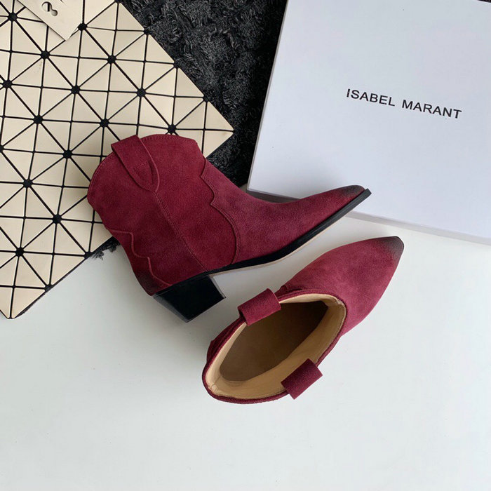 Isabel Marant Suede Ankle Boots Red S10051