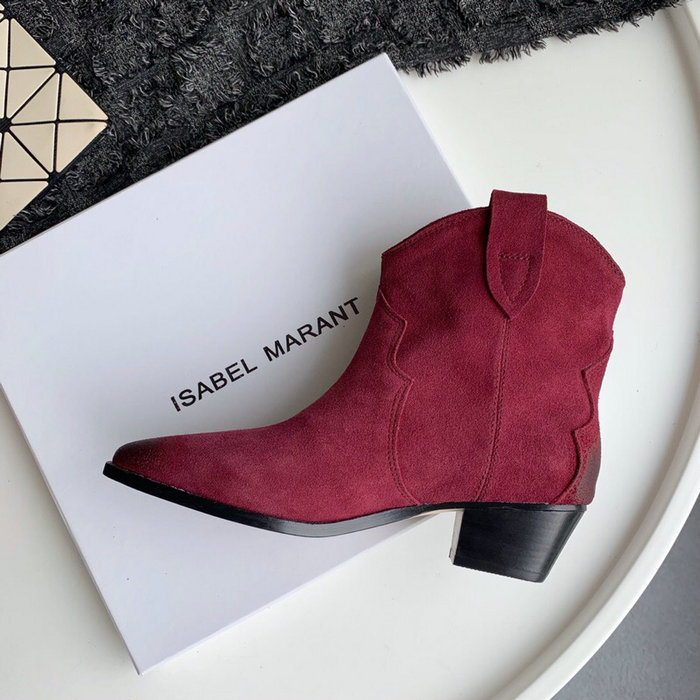 Isabel Marant Suede Ankle Boots Red S10051