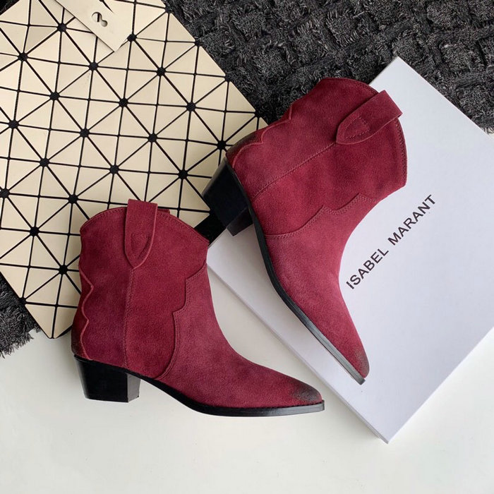 Isabel Marant Suede Ankle Boots Red S10051