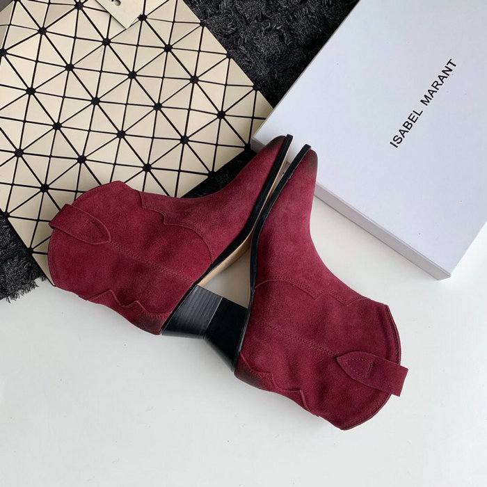 Isabel Marant Suede Ankle Boots Red S10051
