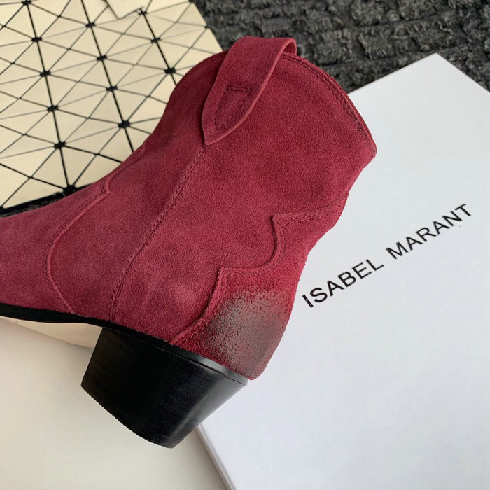 Isabel Marant Suede Ankle Boots Red S10051