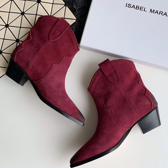 Isabel Marant Suede Ankle Boots Red S10051