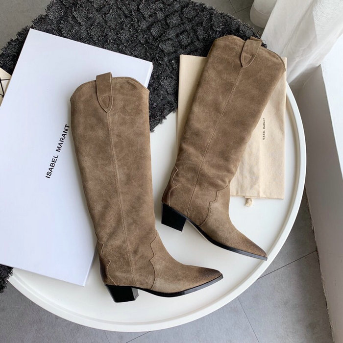 Isabel Marant Suede High Boots Beige S10052