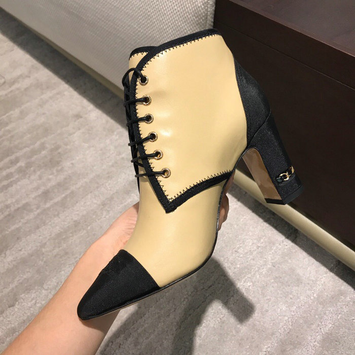 Chanel Smooth Calfskin Ankle Boots Beige CS19103