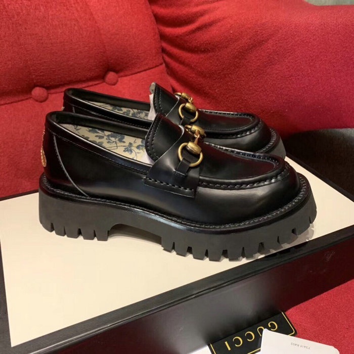 Gucci Zumi Leather Mid-heel Loafer Black GS19101