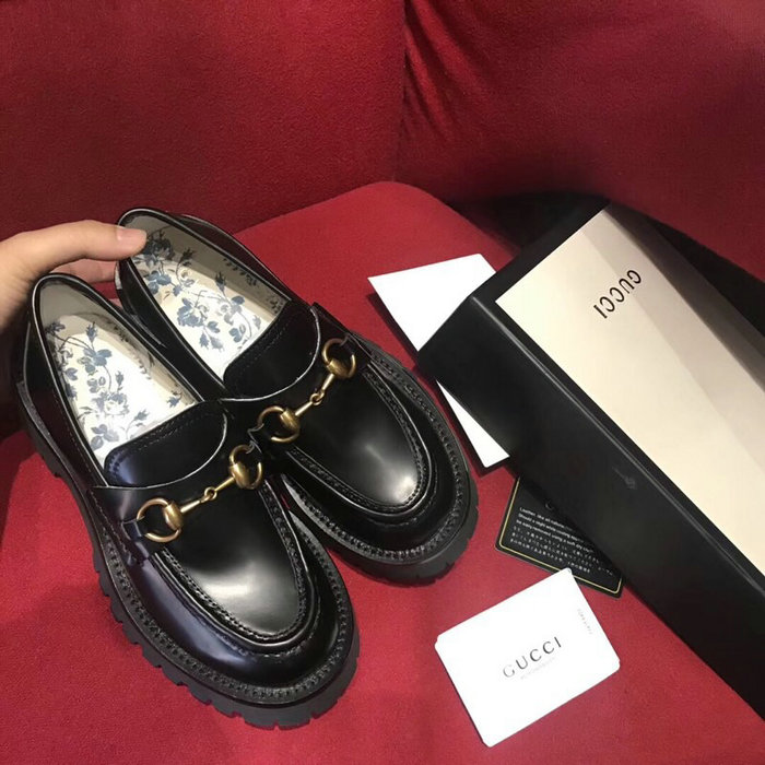 Gucci Zumi Leather Mid-heel Loafer Black GS19101