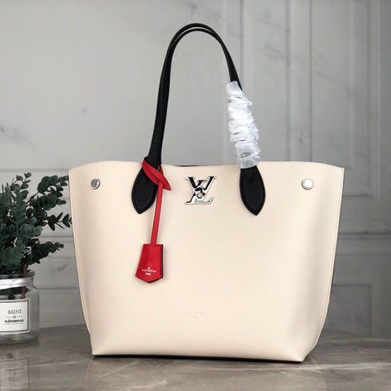 Louis Vuitton Soft Calfskin Lockme Go Cream M55028