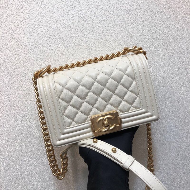 Chanel Calfskin Small Boy Bag White A67085