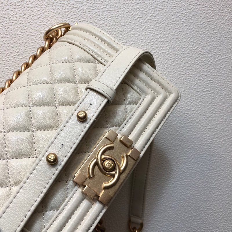 Chanel Calfskin Small Boy Bag White A67085