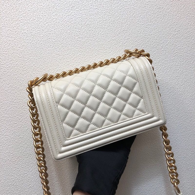 Chanel Calfskin Small Boy Bag White A67085