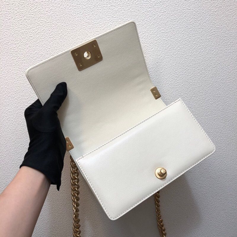 Chanel Calfskin Small Boy Bag White A67085