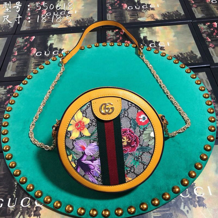 Gucci Ophidia GG Flora Mini Round Shoulder Bag 550618