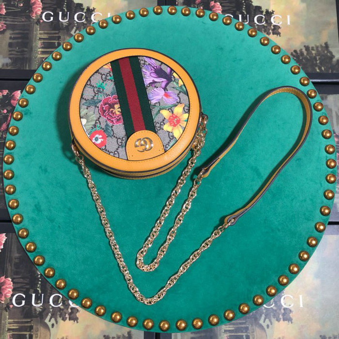 Gucci Ophidia GG Flora Mini Round Shoulder Bag 550618