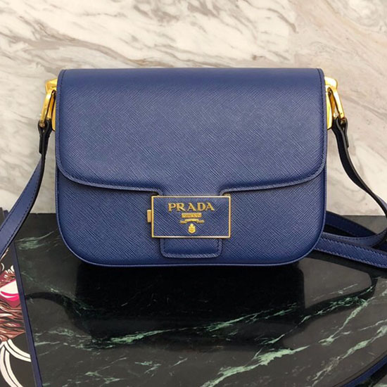 Prada Embleme Saffiano Leather Bag Blue 1BD217