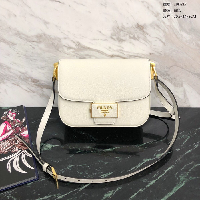 Prada Embleme Saffiano Leather Bag White 1BD217