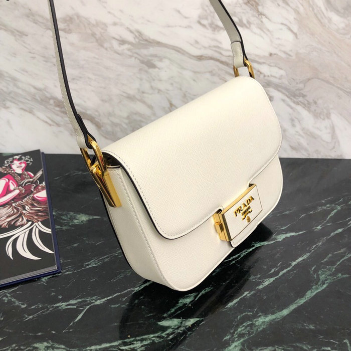 Prada Embleme Saffiano Leather Bag White 1BD217