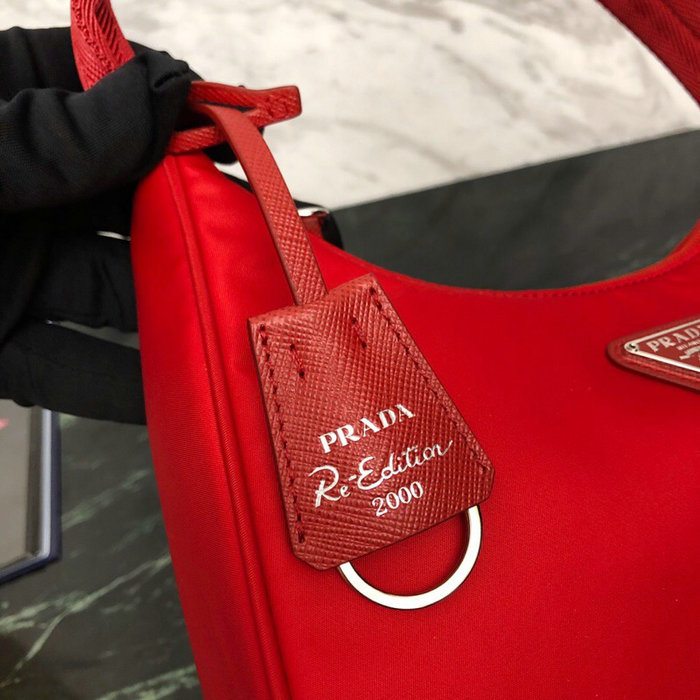 Prada Nylon Hobo Bag Red 1NE515