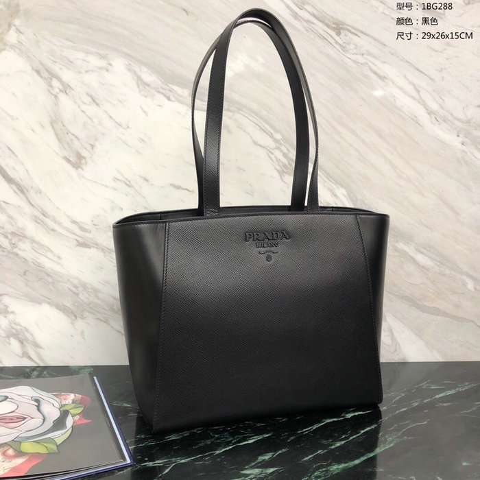 Prada Saffiano Leather Tote Bag Black 1BG288