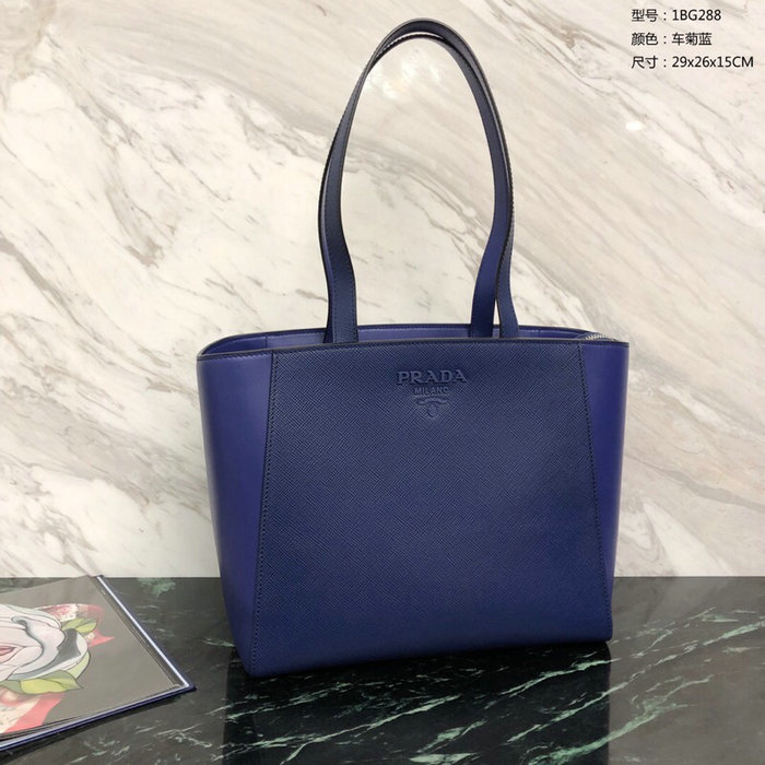 Prada Saffiano Leather Tote Bag Blue 1BG288