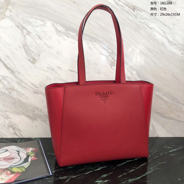 Prada Saffiano Leather Tote Bag Red 1BG288