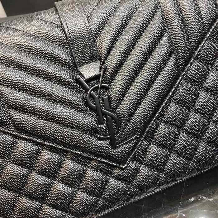 Saint Laurent Black Envelope Medium Bag with Black Hardware 487206