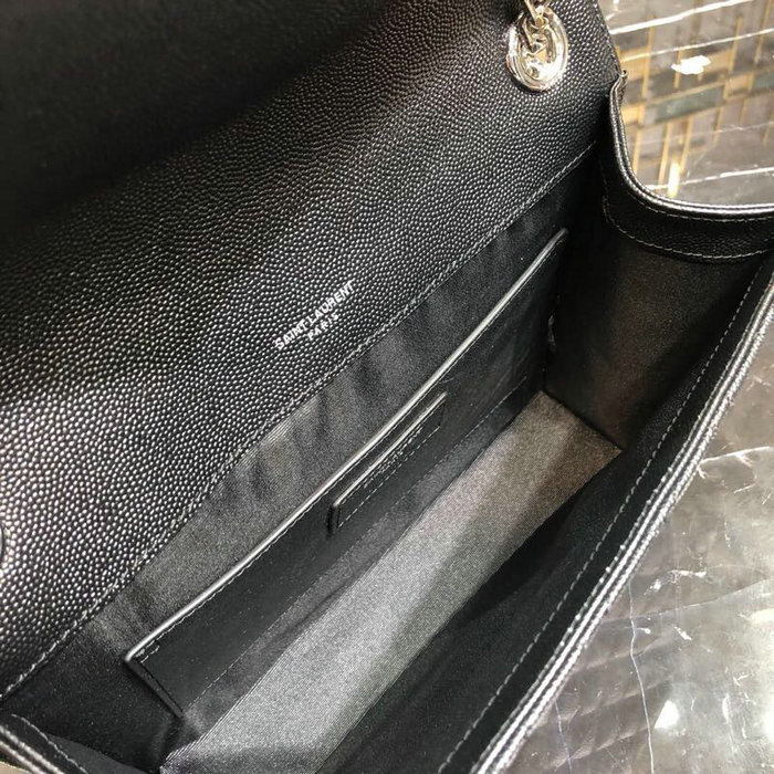 Saint Laurent Black Envelope Medium Bag with Silver Hardware 487206