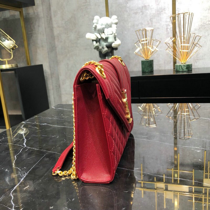 Saint Laurent Envelope Medium Bag Dark Red 487206