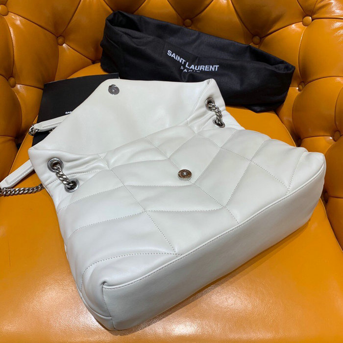 Saint Laurent Loulou Puffer Medium Bag White 577475