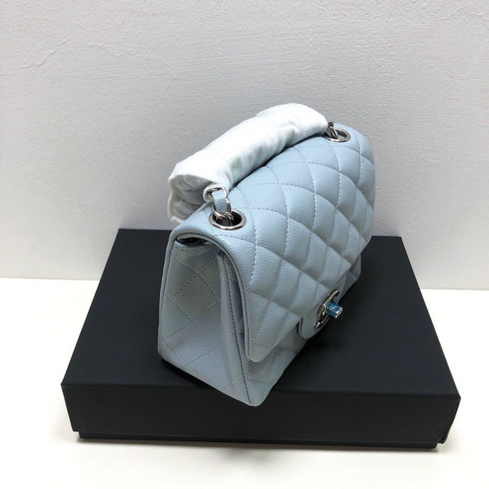 Classic Chanel Grain Calfskin Small Flap Bag Skyblue CF1115