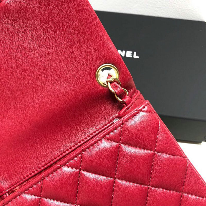 Classic Chanel Lambskin Mini Flap Bag Dark Red CF1115